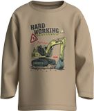 NAME IT Jongens Lange Mouwen Shirt - Katoen - Ronde Hals - Beige - Maat 92
