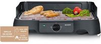 SEVERIN Elektrische tafelgrill PG8593, 2000 W, 38 x 22 cm, roestvrijstalen grillplaat, thermostaat, zwart