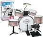 Bontempi drumstel speelgoed metallic zilver 6-delig met krukje