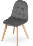 LEOBERT BORA Stoel - Donkergrijs Velvet, Houten Poten