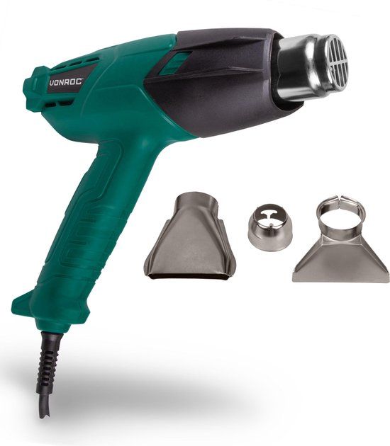 VONROC Heteluchtpistool – Verfafbrander – 2000W – 2 temperatuurstanden – Incl. Accessoires & tas
