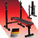 Fjoerdesports Banc de musculation avec tablette, hauteur réglable et pliable, pour haltérophilie intensive, entraînement à domicile, salle de sport à domicile, station de dips, salle de sport, banc d'entraînement multifonction - Rouge/Noir