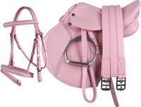 QHP Compleet Zadelset - 14 inch - Roze - Veelzijdigheidszadel - Paard
