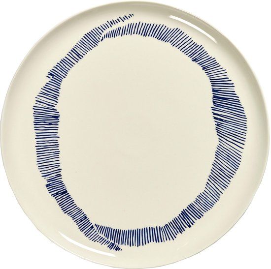 Serax Feast By Ottolenghi Serveerschaal Ø35 cm - White Stripes Blue - Keramiek
