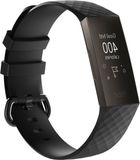 By Qubix Qubix - Compatible Fitbit bandje - siliconen diamant pattern bandje - Maat: Small - Zwart