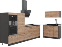 Vicco Keuken Fame-Line, Goudkleurig Eiken/Antraciet, 380 cm