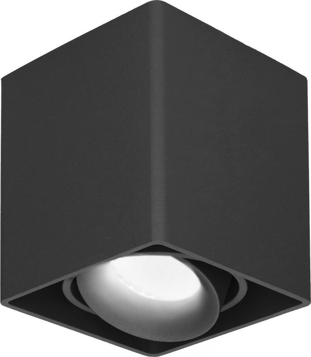 HOFTRONIC Esto - Plafondspot opbouw - Zwart - Kantelbaar en Dimbaar - Verwisselbare GU10 Spot - 4000K Neutraal wit - 5 Watt 400 lumen - 95x95x105mm - IP20 voor woonkamer, slaapkamer en gang - Plafondverlichting binnen