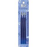 Grafoplas - Set van 3 uitwisbare gelrollers, blauw, punt 0,7 mm, reserveonderdelen voor uitwisbare pennen en bits, intrekbaar, reservevulling, compatibel met Kores BG5