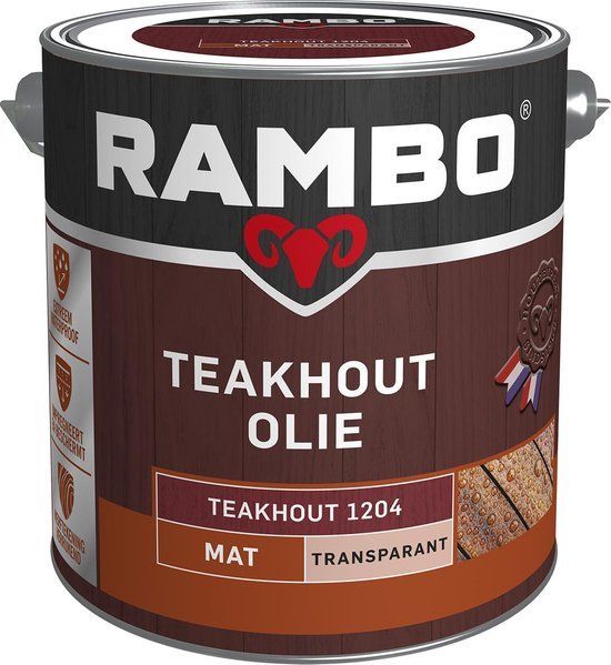 Rambo Teakhout Olie Mat Transparant - 2.5L - Waterafstotend - Impregneert & Beschermt