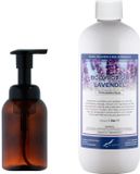 Claudius Cosmetics B.V. Claudius Zeepdispenser 300 ml amber bruin hervulbaar + 1 liter Bodylotion Lavendel navulling