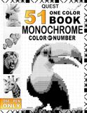 51 Quest 51 Quest Monochrome One Pen Color By Number:: Hidden Wildlife Symbol Grid Puzzles for Anxiety Relief and Calm