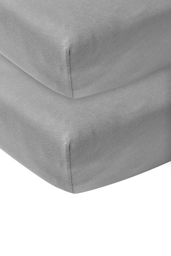 Meyco - jersey hoeslaken - 2-pack - 70x140/150 - grijs grijs