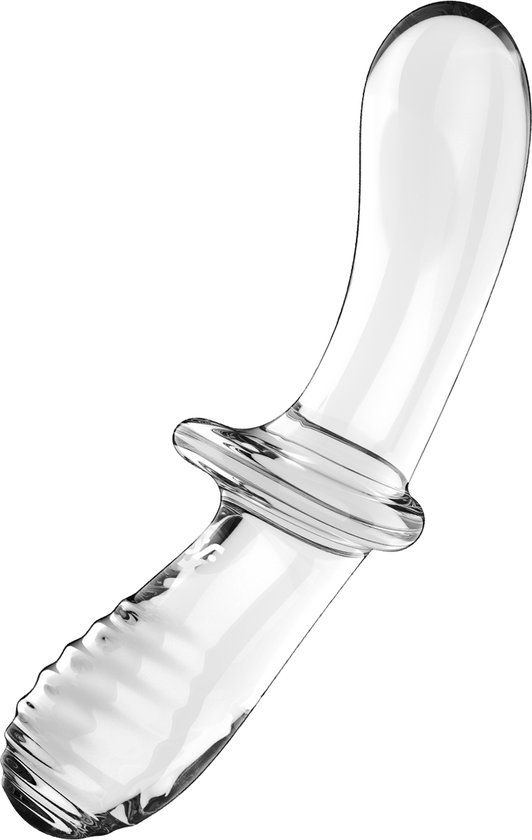 Satisfyer Double Crystal | 20 cm | G-spot-dildo | Glazen dildo | Borosilicaatglas | Gladde en gegroefde structuur voor meer stimulatie | Handvat en brede basis voor veilig spelen | Perfect voor speelplezier met warme en koude temperaturen
