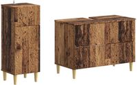 vidaXL - 2-delige - Badkamerkast - Set - DELFT - Oud - hout - Bewerkt - hout