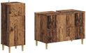 vidaXL - 2-delige - Badkamerkast - Set - DELFT - Oud - hout - Bewerkt - hout