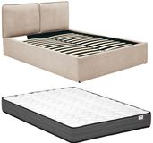 Vente-unique Bed met opbergruimte stof beige 140 x 190 cm