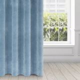 Eurofirany Villa Gordijn, fluweel, zacht, plooiband, 1 stuk, edel gordijn, dik, 290 g/m2, elegant, glad, effen, wollig, modern, klassiek, woonkamer, slaapkamer, lounge, blauw, 140 x 270 cm