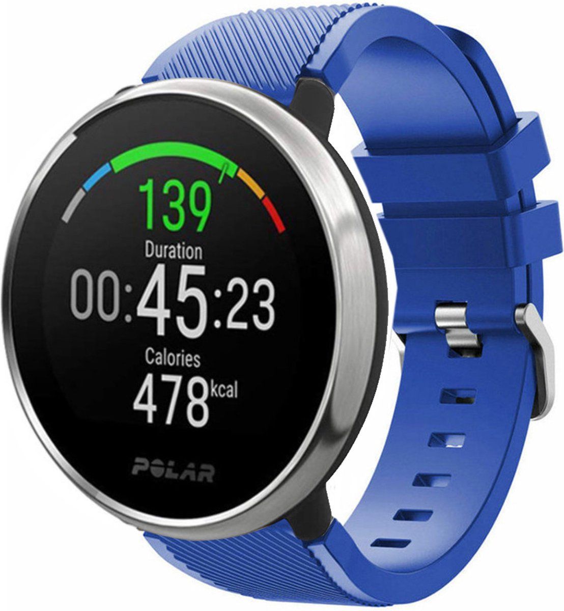 Strap-it Polar Ignite twill siliconen band - blauw
