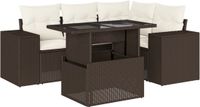 vidaXL 5-delige loungeset met kussens polyrattan bruin