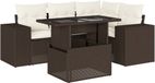 vidaXL 5-delige loungeset met kussens polyrattan bruin