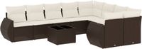vidaXL 10-delige Loungeset met kussens polyrattan bruin