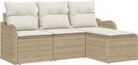vidaXL Tuinbank Set Beige Polyrattan