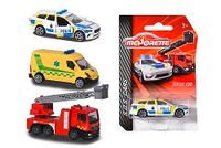 Majorette Zweedse noodvoertuigen – brandweerwagen, Volvo V90 politieauto of ambulance, 7,5 cm, vanaf 3 jaar