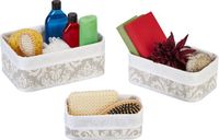 Merkloos Relaxdays Opbergmand Bamboe - Set van 3 - Wit/Grijs
