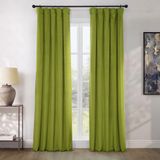 HPD Half Price Drapes Heritage pluche fluwelen gordijnen 96 inch lange kamer verduisterende gordijnen voor slaapkamer en woonkamer 50 W x 96 l, (1 paneel), donkergeel groen