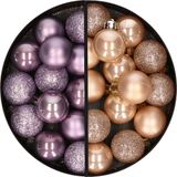 Kaemingk B.V. Boules de Noël en plastique - 28 pièces - Lilas, Violet et Marron clair - 3 cm
