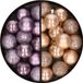 Kaemingk B.V. Boules de Noël en plastique - 28 pièces - Lilas, Violet et Marron clair - 3 cm