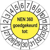 Merkloos / Sans marque Ricard Keuringsstickers NEN 360 Goedgekeurd tot 2027 | 50 stuks, Ø 35 mm | Geel