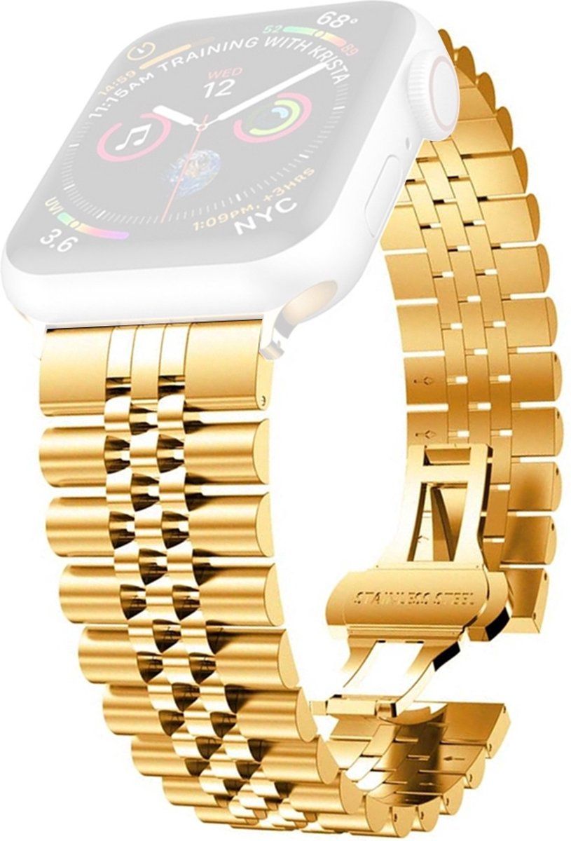By Qubix Qubix Metalen schakelband - Goud - Apple Watch 38mm / 40mm / 41mm