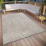 ELLE Decoration Calé Tapijt voor binnen en buiten, plat weefsel, modern patroon, weerbestendig buitentapijt voor woonkamer, hal, balkon, terras, tuin, beige, 155 x 230 cm