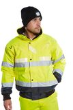 Portwest G465 Glowtex Jack 8 Zakken Getapete Naden Waterdicht Vlekbestendig | Geel/Marineblauw, 2XL, EN ISO 20471 Klasse 3, EN 342, EN 343, "Bont" Voering en "Bont" Kraag, Lange Mouw, 100% Polyester