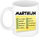 Bellatio Decorations Naam mok Marthijn - wit - top gozer - keramiek - 300 ml - cadeau collega beker