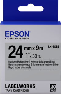 Epson Matte Tape - LK-6SBE Matte Blk/MattSiv 24/9
