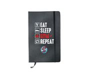 ALL YOU CAN TEE Notebook Eat Sleep Gym Repeat, Uniseks, Volwassenen, Zwart, A5