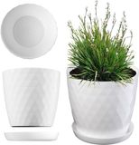 Merkloos / Sans marque Kadax Bloempot met schotel voor binnen en buiten, lichtgewicht plantenbak decoratief 20cm Wit