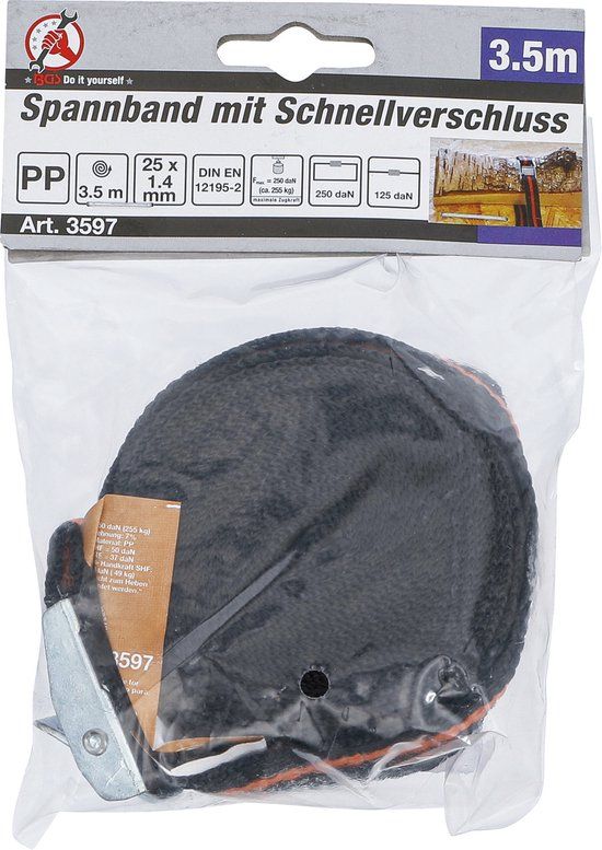 BGS Spanband met snelsluiting 3,5 m x 25 mm