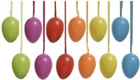 Decoris Oeufs de Pâques - 12 pièces - coloré - plastique - 6 cm