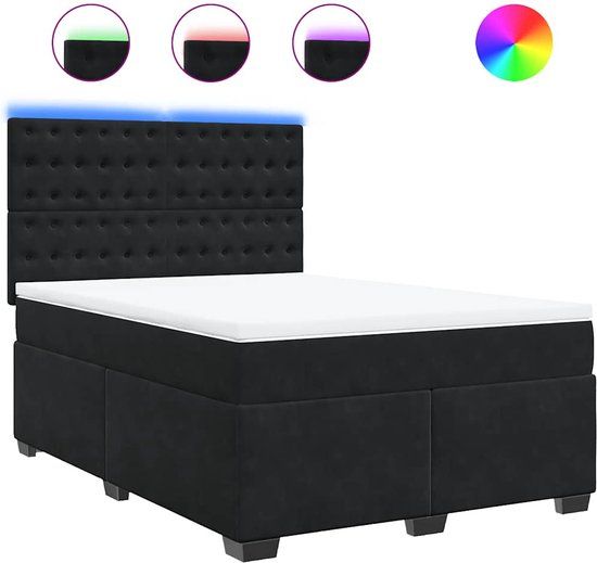 vidaXL Boxspring met matras fluweel zwart 140x190 cm
