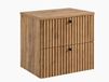 3xE living Meuble de salle de bain Suspendu sous lavabo 60 cm, 2 tiroirs, Chêne Craft Or + Plan de toilette Chêne Craft, Poignées noires