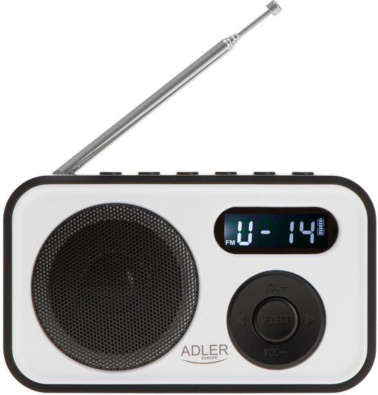 Adler AD 1906 AM/FM-radio Digitale PLL met automatische afstemming, LCD, klok, wekker, telescopische antenne, USB-voeding