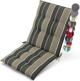 Beautissu Sun-NL Premium Kussen met lage rugleuning 100x50 cm UV-bestendig & 8cm dik kussen tuinstoelkussen antislip bevestigingsbanden stevige stof groen gestreept