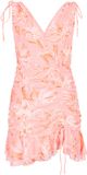 IZIA Orange Floral V-Neck Sleeveless Short Dress XL