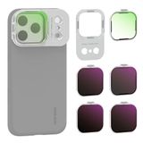 NEEWER ND Filterset alleen voor PA134, telefoonhoes compatibel met iPhone 17 Pro Max, grijsfilter ND8/16/32/64 + Black Diffusion 1/4 + magnetische achterplaat, lensfilter, accessoireset, zilver