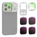 NEEWER ND Filterset alleen voor PA134, telefoonhoes compatibel met iPhone 17 Pro Max, grijsfilter ND8/16/32/64 + Black Diffusion 1/4 + magnetische achterplaat, lensfilter, accessoireset, zilver