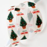 Italian Options Traditionele Merry Christmas Tree Grosgrain lint, 16mm x 5 meter, crème