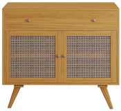 Vente-unique Meubel onder wastafel in licht teakhout en riet - 90 cm - MANSULAN